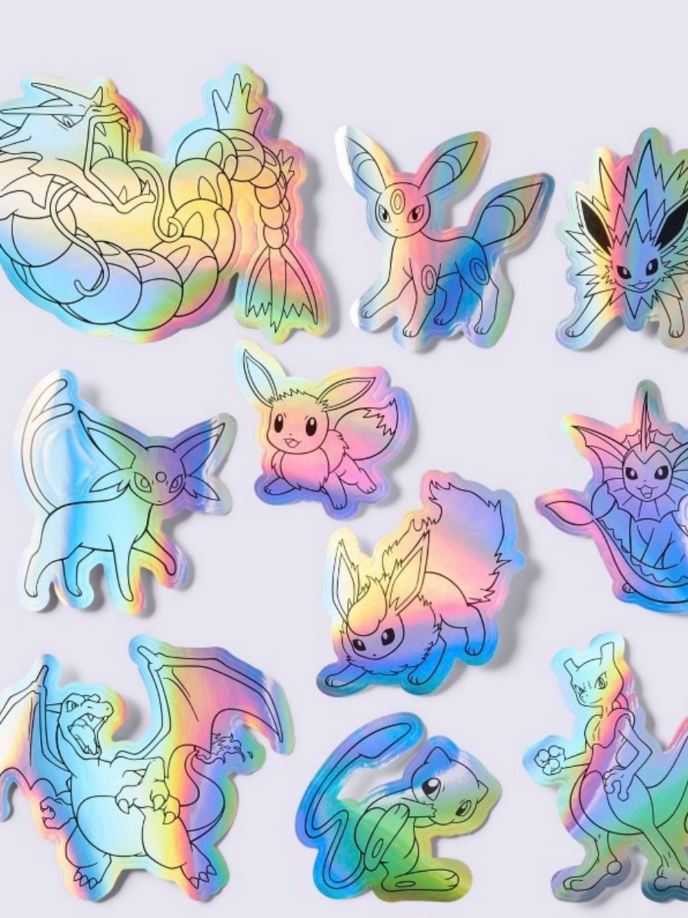 Pokemon Rainbow Holographic Eeveelution Sticker Set